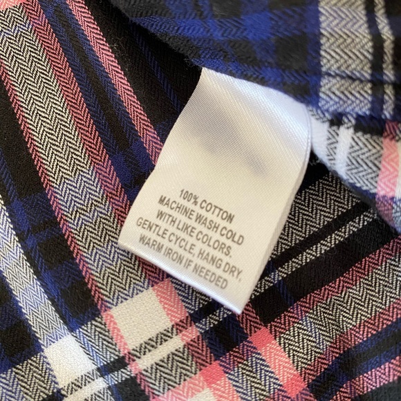 Untuckit Blue Pink Plaid Cotton Button Down Top - Picture 4 of 7